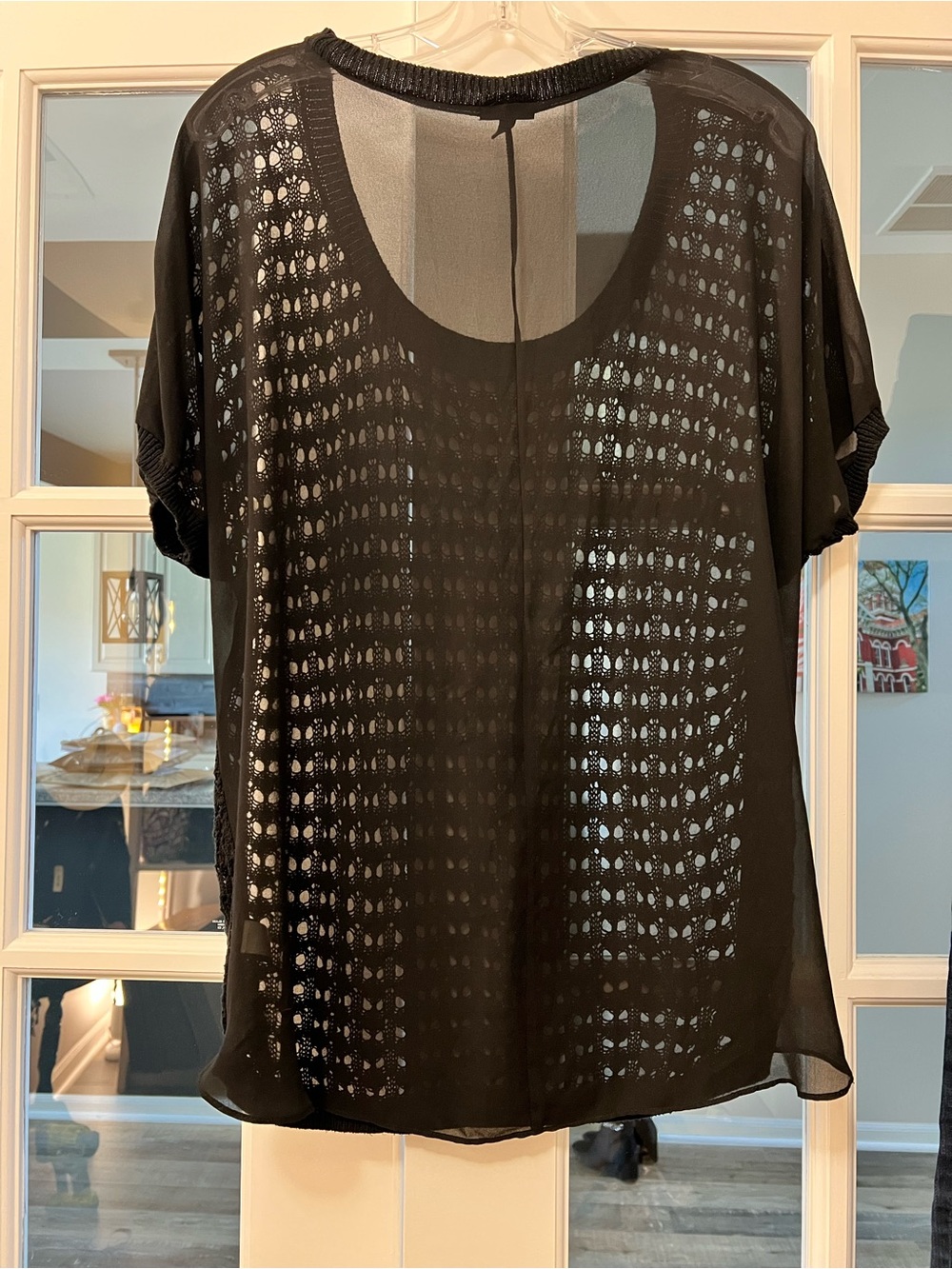 torrid size 0 black crochet front top with sheer back - EUC - Picture 2 of 9